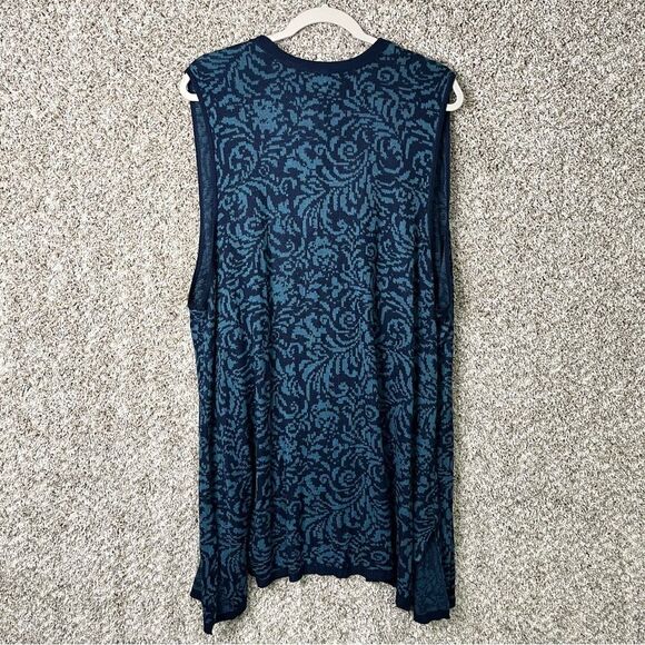 Catherines Sweater Women’s 3X Blue Sleeveless Knit Long Open Front Cardigan NWT - Picture 5 of 5